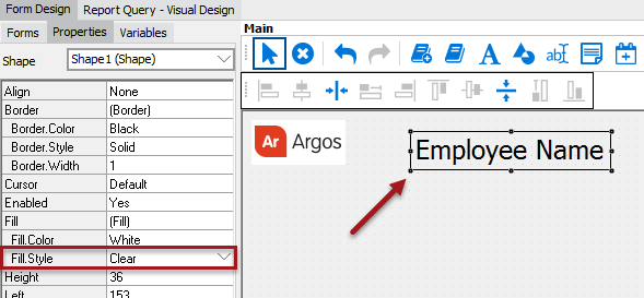 The fill style property set to clear, which leaves ony a box outline around the label that was placed earlier.